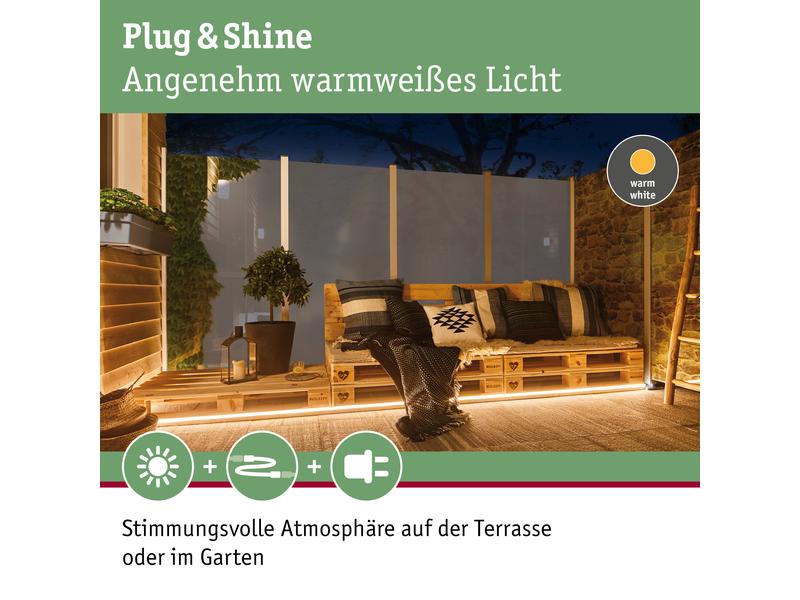 Paulmann LED-Stripe Plug & Shine Smooth, 3000K, 10m, Weiss Outdoor Stripe