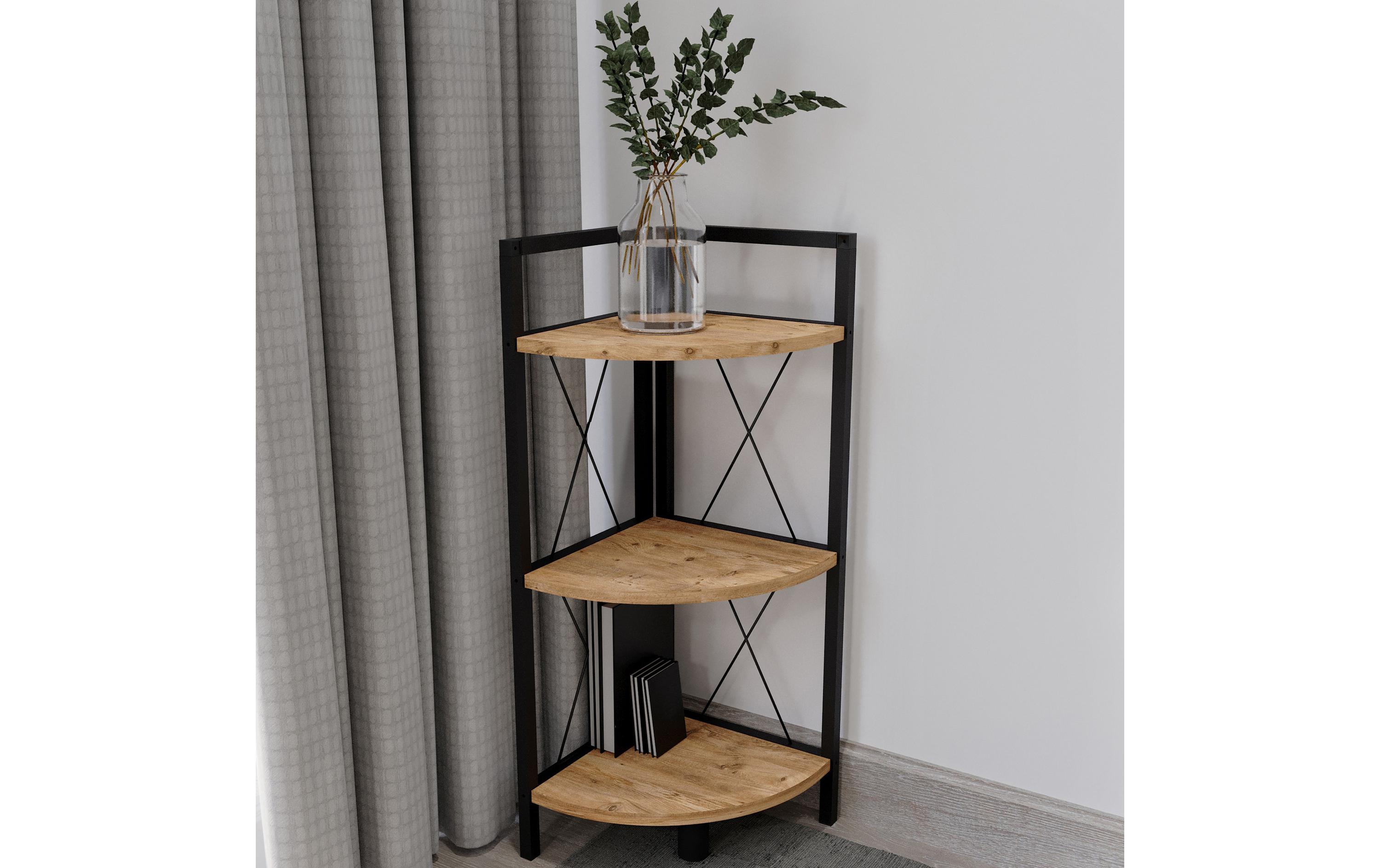 Regal Insasi 3 34 x 87 cm, Honig-EicheModernes Eckregal