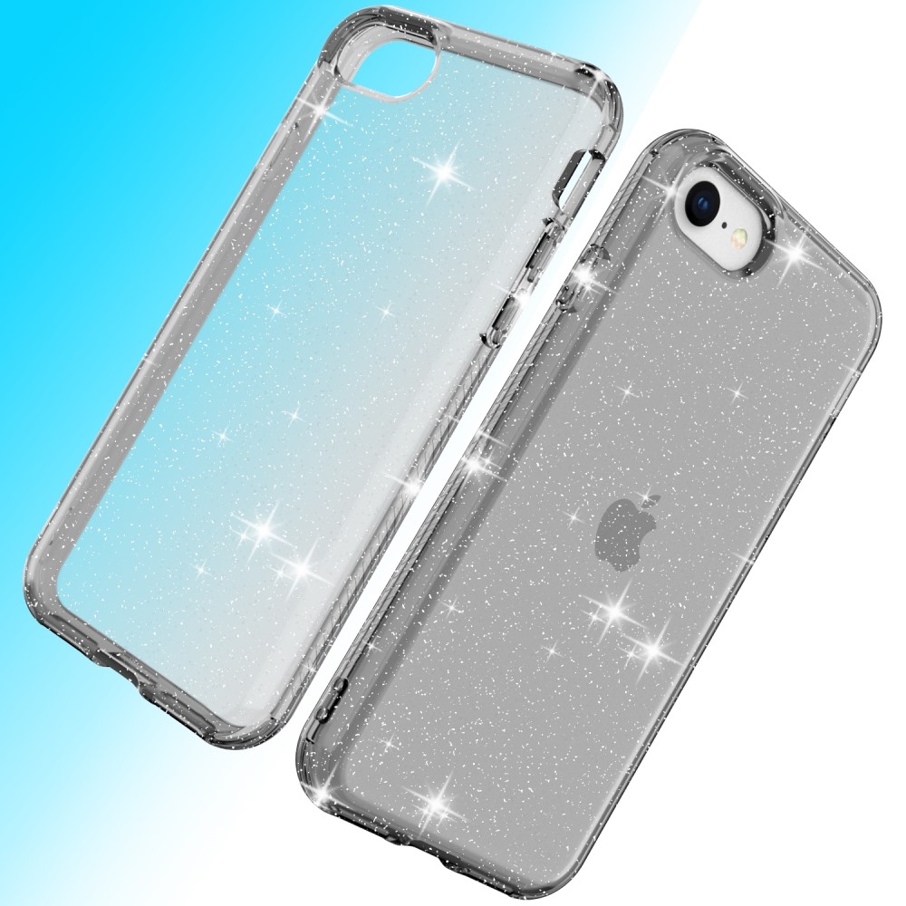 iPhone SE (2022/2020) / 8 / 7 / 6S Gummi Case Schutzhülle im Glitzer Design - Schwarz / Transparent