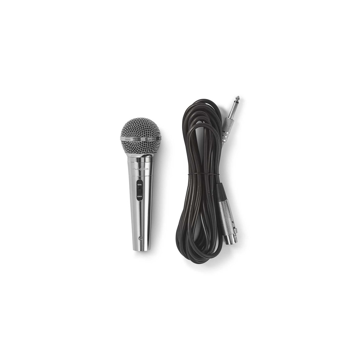 Nedis Wired mikrofon | Kardioid | Avtakbar kabel | 5.00 m | 80 Hz - 13 kHz | 600 Ohm | -72 dB | Av/på-bryter | Metall | Sølv