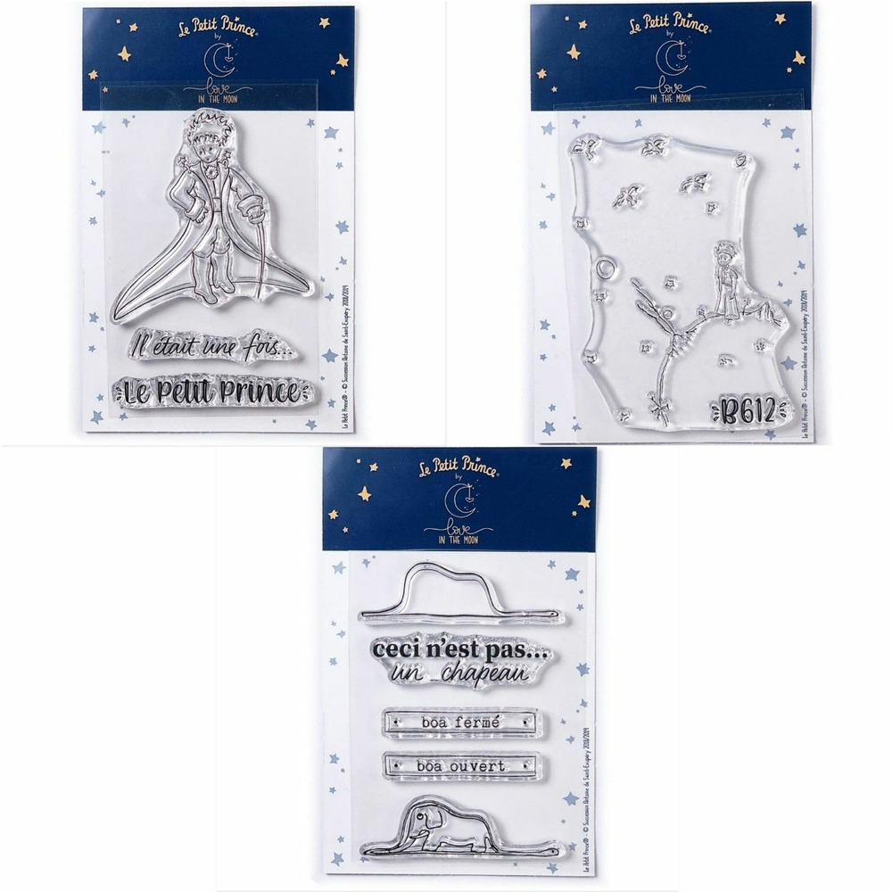 9 tampons transparents le petit prince et messages + astéroïd + boa eléphant