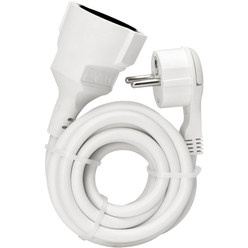 Kopp verlengsnoer platte stekker 5m H05VV-F 3G1,5