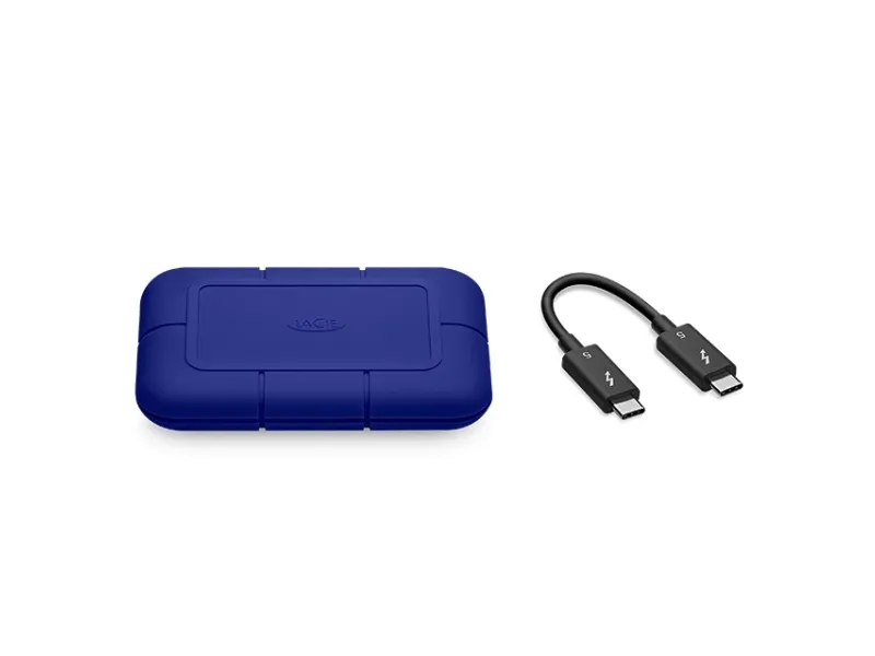 LaCie PRO5 STNA2000400 - SSD - 2 TB - robust - ekstern (bærbar) - Thunderbolt 5 (USB-C stikforbindelse) - blå - med Seagate Rescue Data Recovery