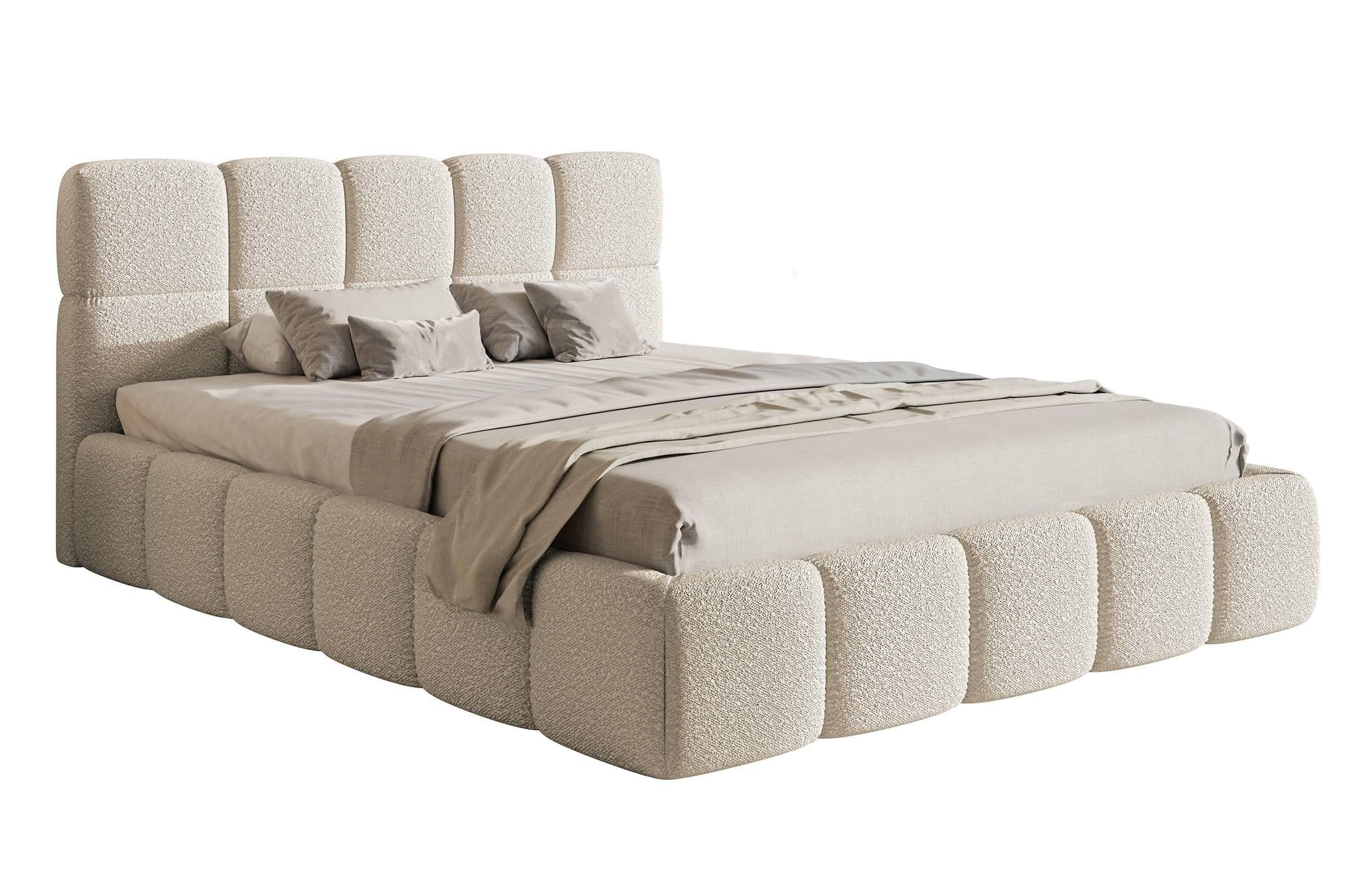 NADUVI Collection Chloe Bedframe 180 x 200 cm - met Opbergvak - Bouclé - Lichtbeige