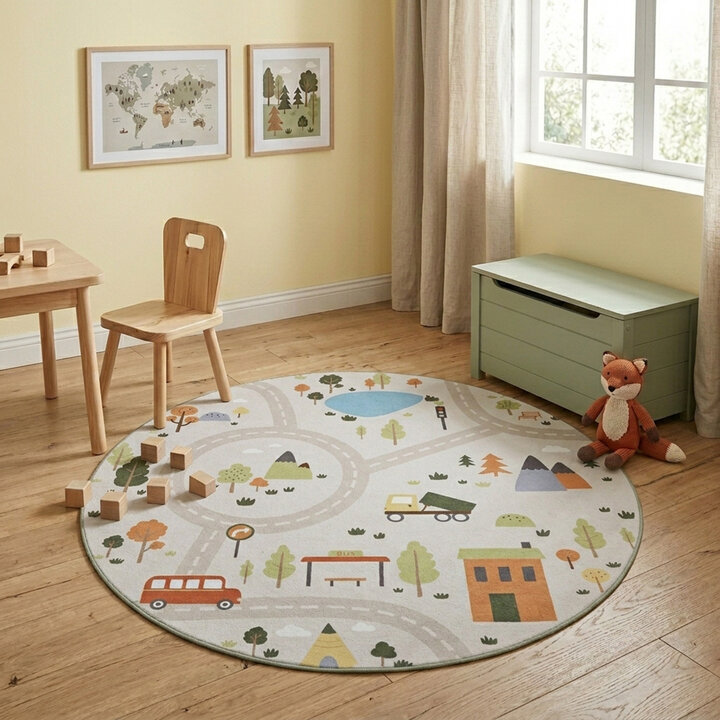 Rond speelkleed auto - Rocky Ride Grijs | Wasbaar