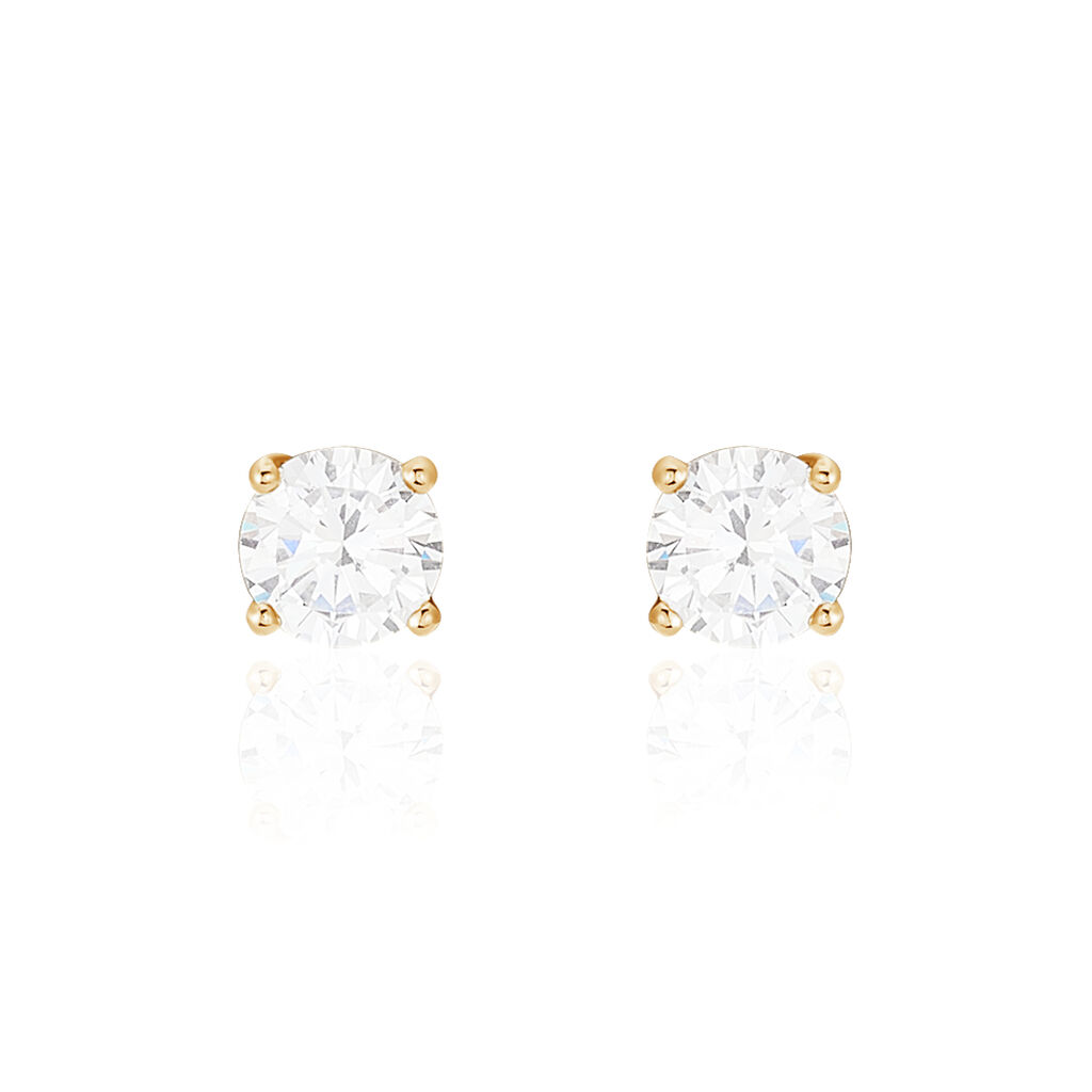 Boucles D'oreilles Puces Nilay Plaqué Or Jaune Oxyde De Zirconium