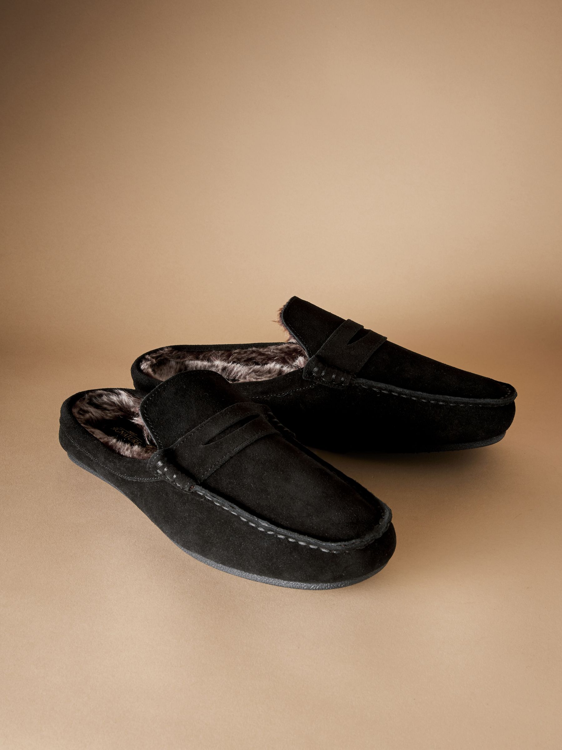 Zwart - Signature Faux Fur Lined Moccasin Mule Slippers