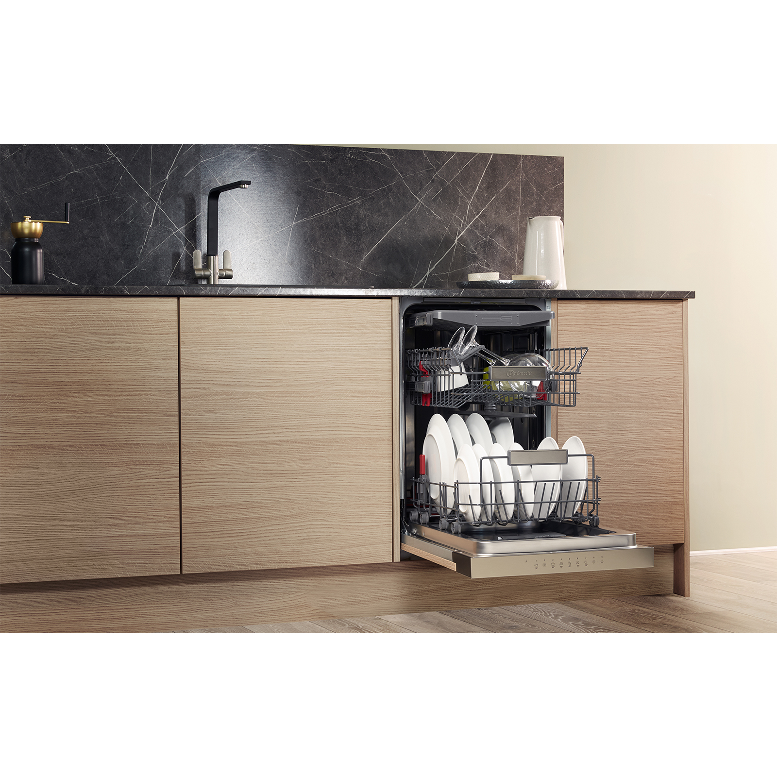 BAUKNECHT Einbau-Geschirrspüler BSBO 3O21 PF X - silber - teilintegriert - 45 cm - E
