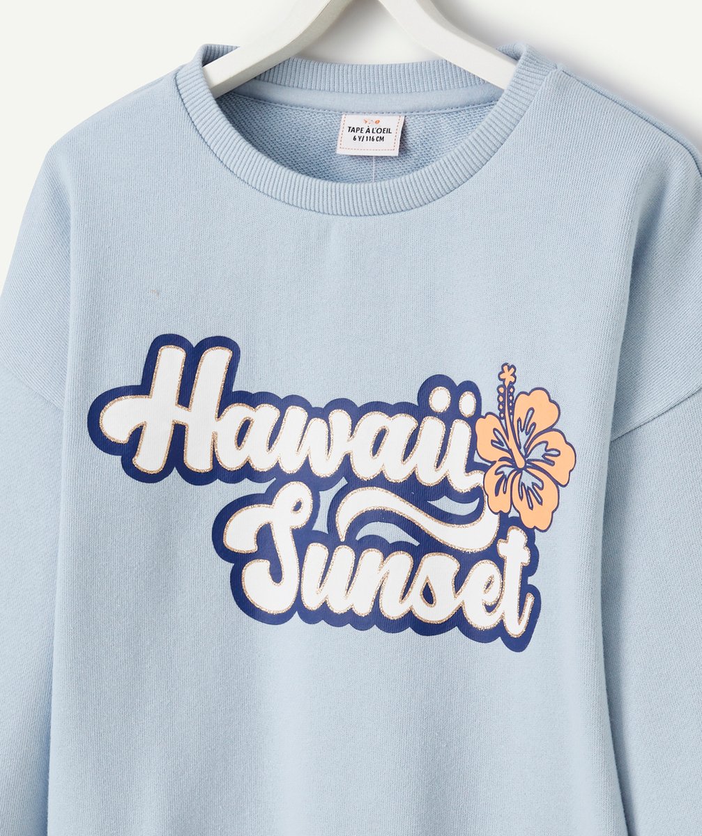 SWEAT FILLE BLEU AVEC MESSAGE ET DÉTAILS COULEUR DORÉE