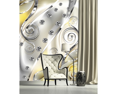Vliesbehang 2493VEP grafisch geel/grijs 1-delig 250 x 104 cm