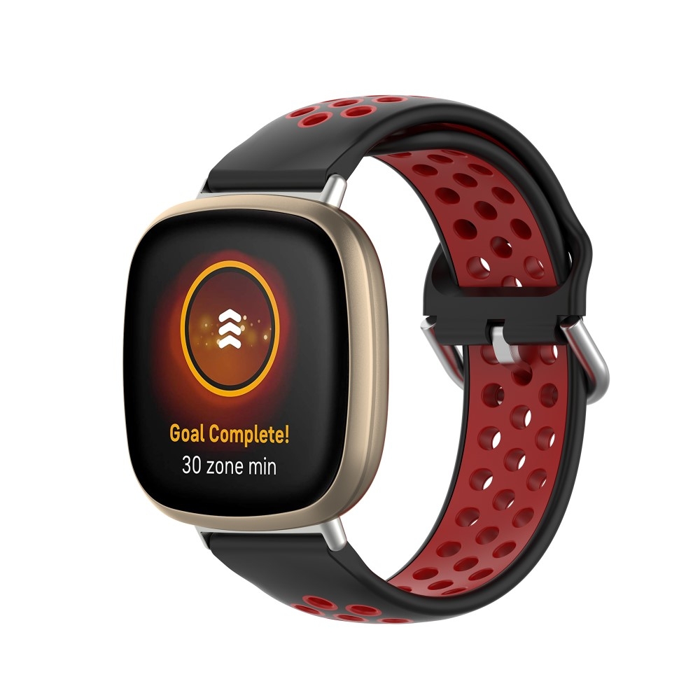 Fitbit Versa 3 / Sense Silikon Armband Dual Color (Gelenkumfang 155-235mm) - Schwarz / Rot