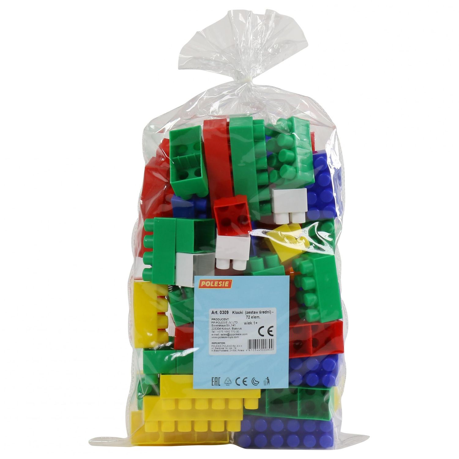 Polesie Bausteine 0309 Set 72 Stück zum Stecken im Beutel verpackt ab 12 Monaten bunt