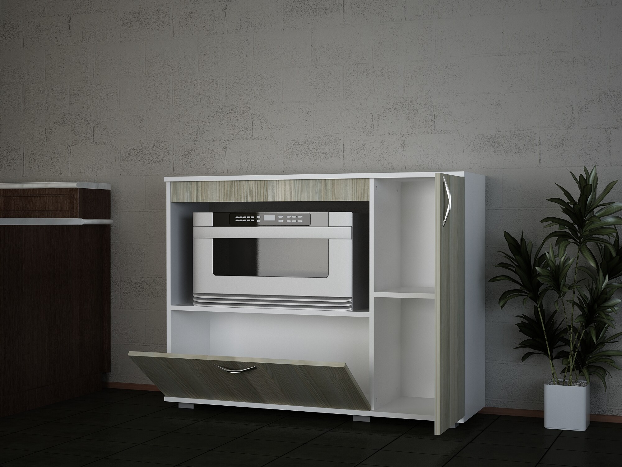 Mehrzweckschrank Küchenschrank Charlotta Weiß Cordoba