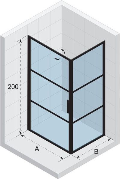 Riho - Grid GB201 - Douchecabine - Mat Zwart - Veiligheidsglas