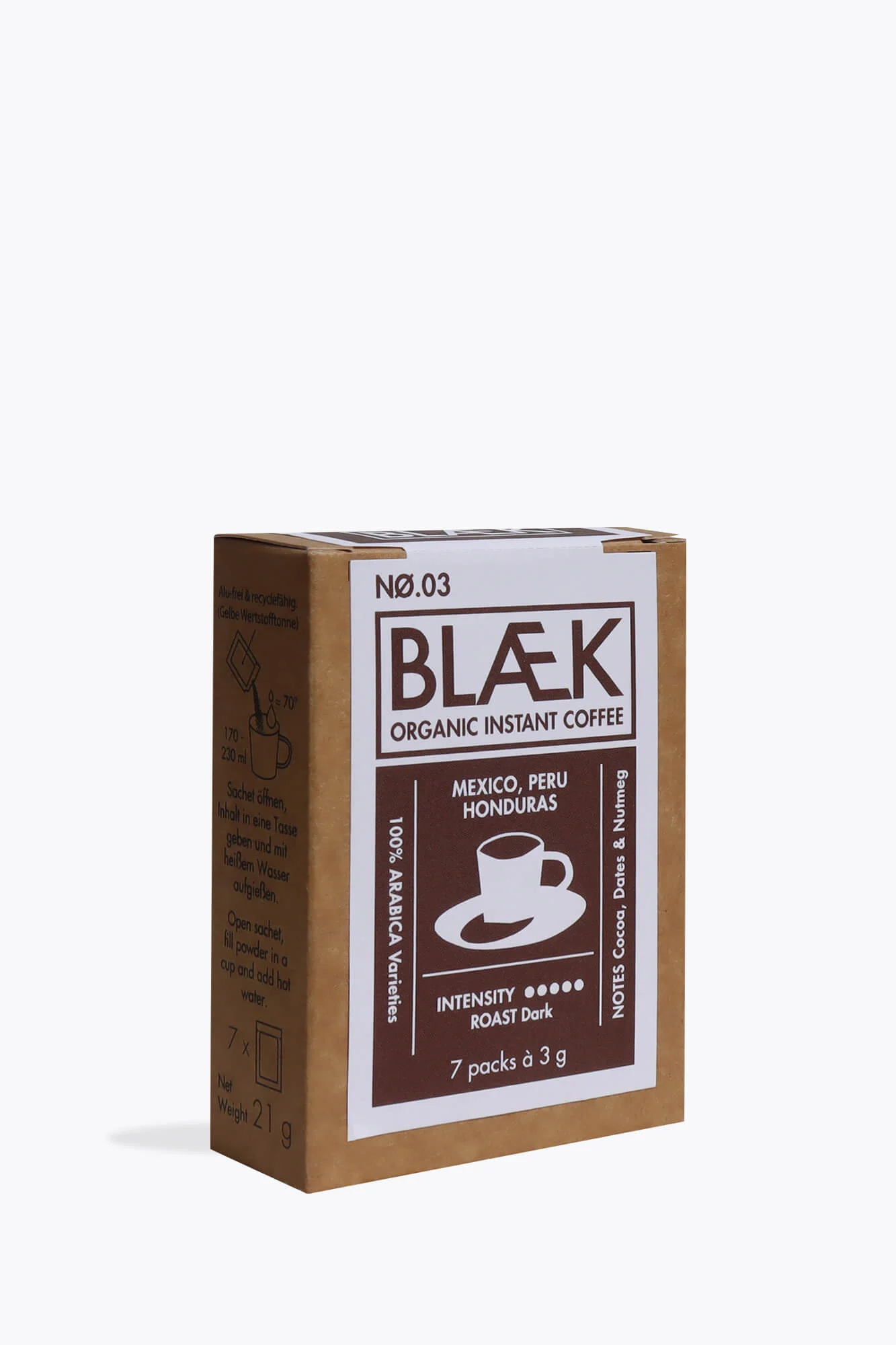 BLÆK Organic Instant Coffee No. 3 Dark Blend 21g