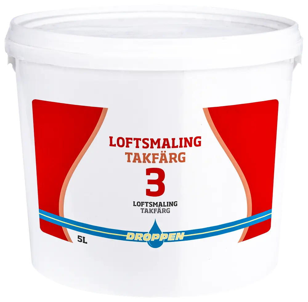 Droppen Loft og vægmaling 5 L glans 3 - hvid