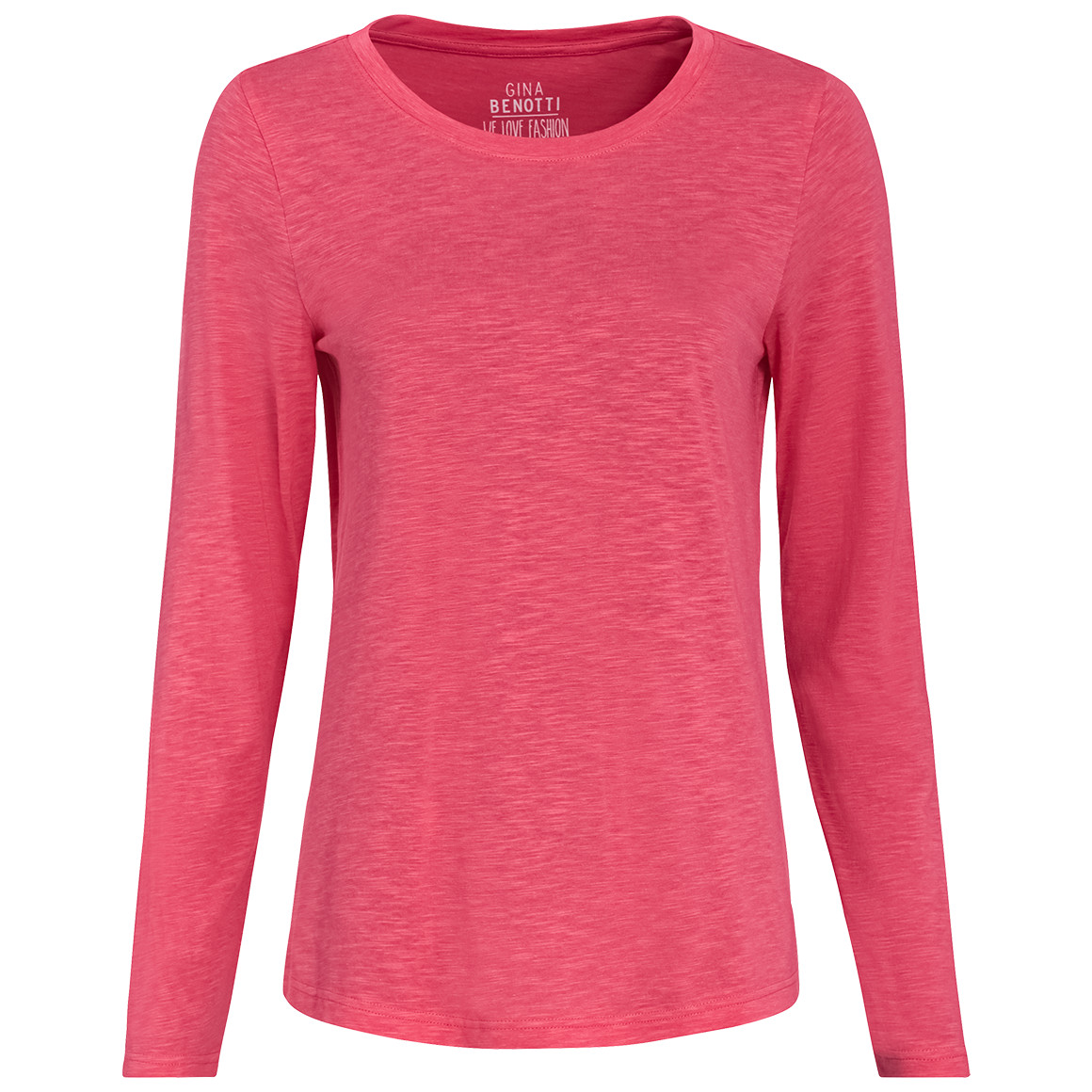 Gina Benotti Damen Langarmshirt unifarben pink
