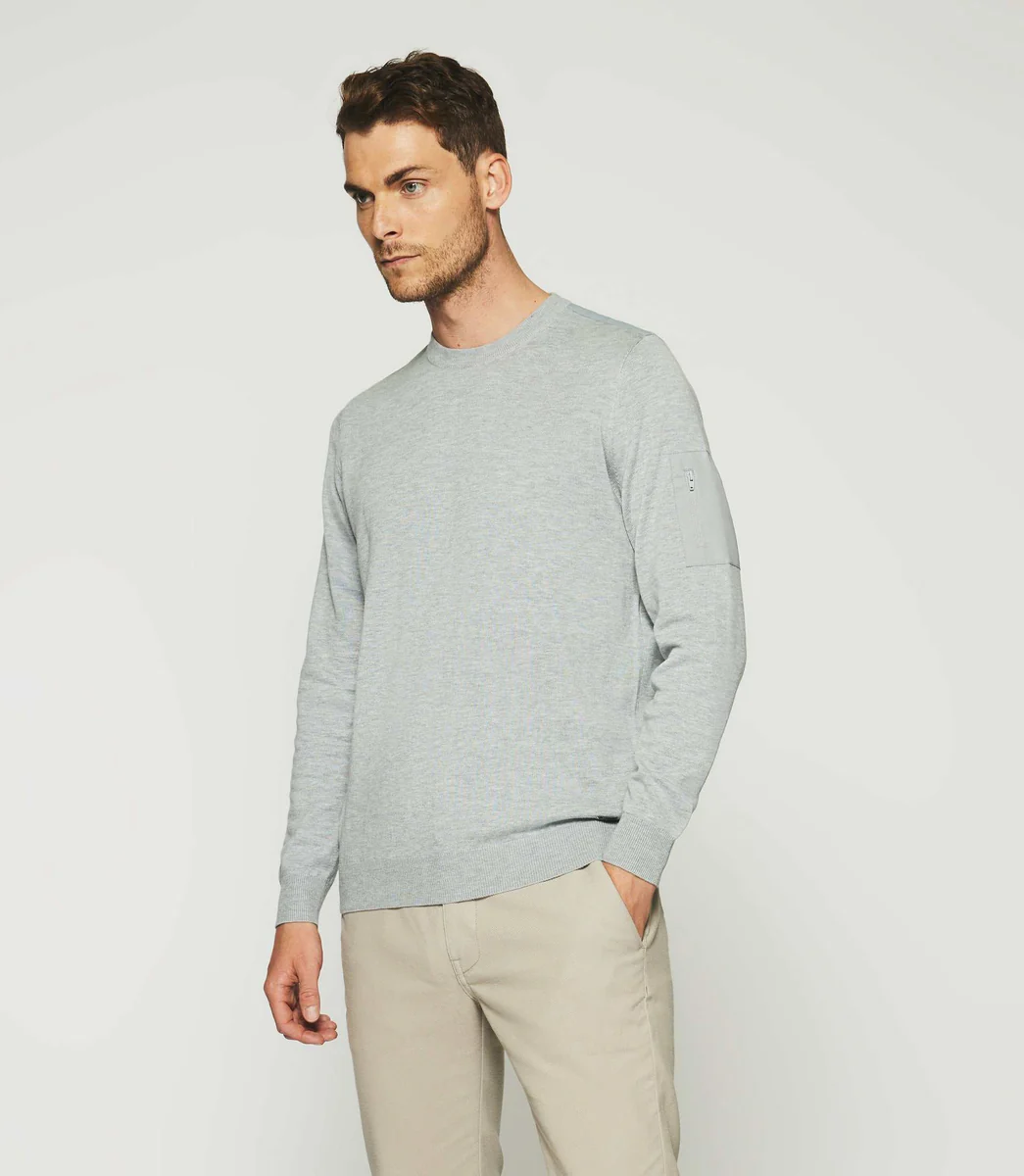 Pull col rond gris DAVID