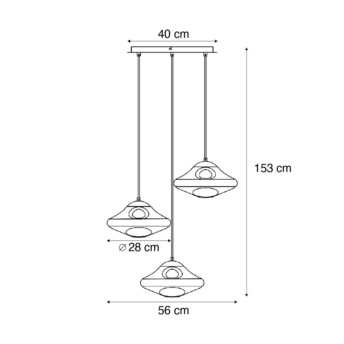 Hotel Chique hanglamp messing met amber glas 3-lichts - Gus