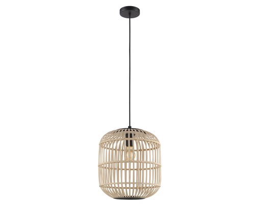 Hanglamp, 1-lichts, HxØ 110x35 cm, zwart/naturel, 43216