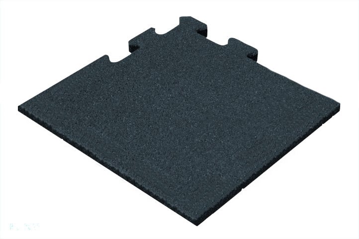 Zwarte rubbertegel 50mm - 50x50 cm - Puzzelsysteem hoekstuk