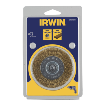 Irwin staaldraadband Ø 75 mm voor (accu)boormachine. Voor schuren hout.