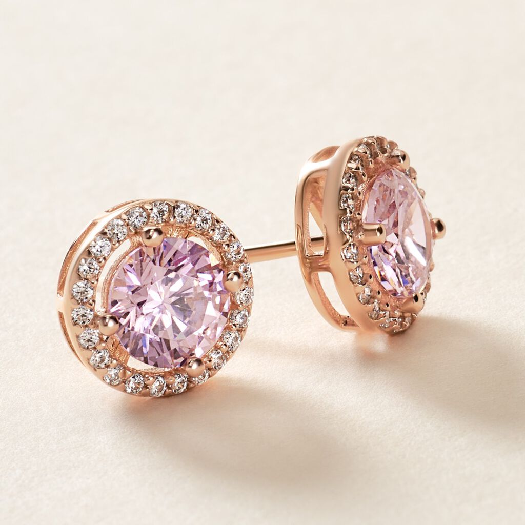 Boucles D'oreilles Puces Rio Argent Rose Oxyde
