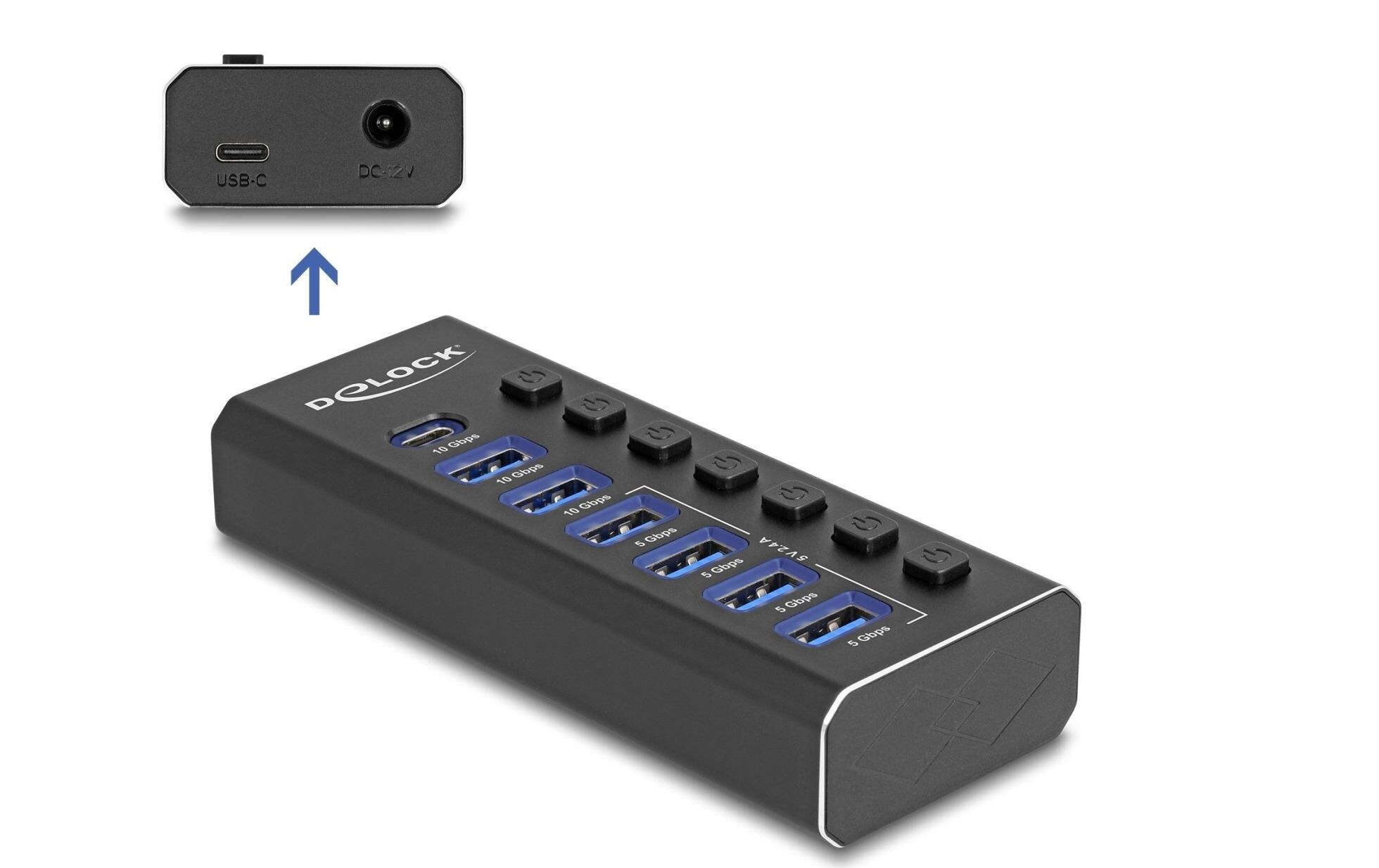 USB Hub 10 GbpsVielseitiger 7-Port USB Hub mit schnellen Datenübertragungs- und Ladefunktionen