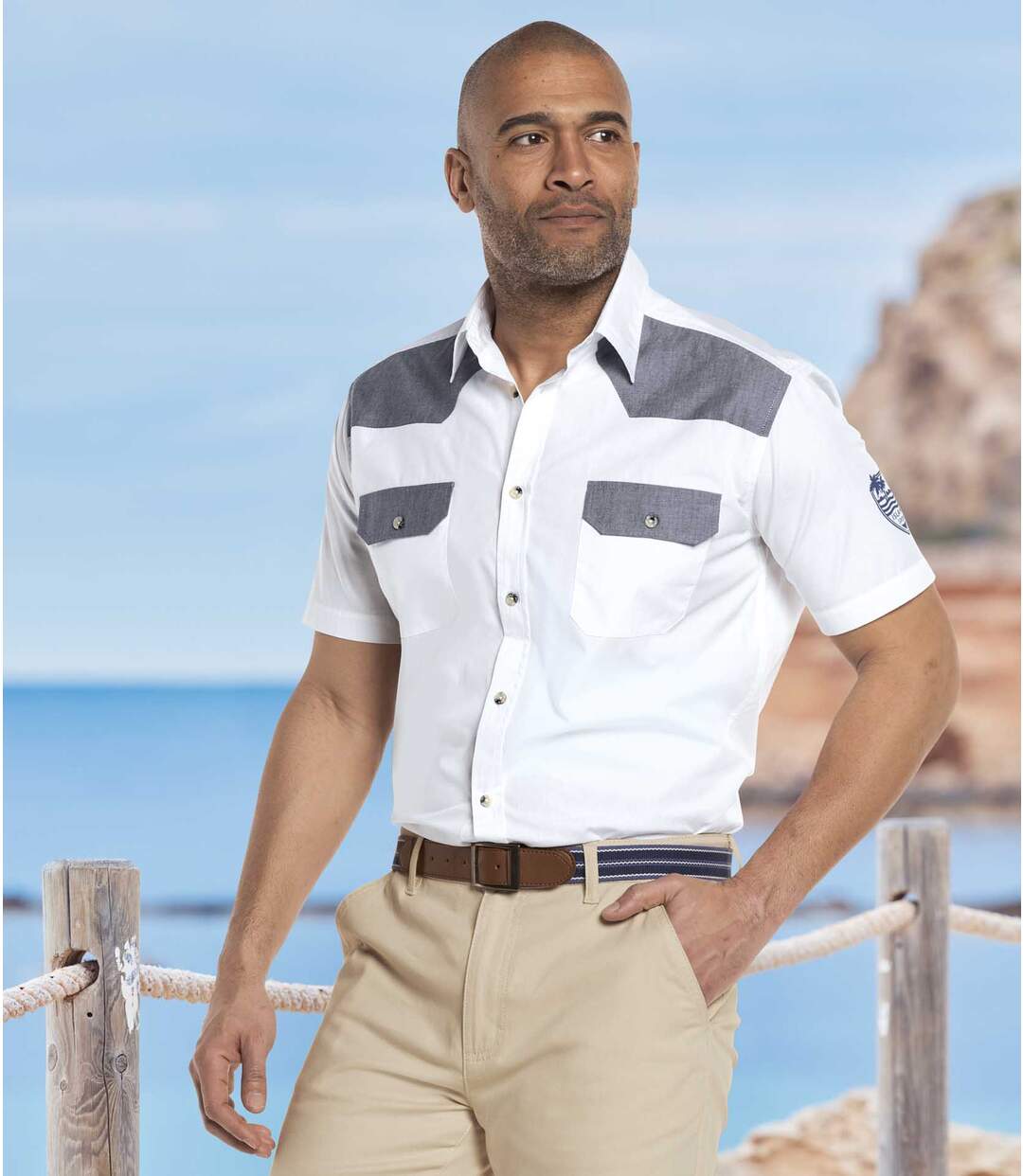Chemise Blanche Détails Chambray
