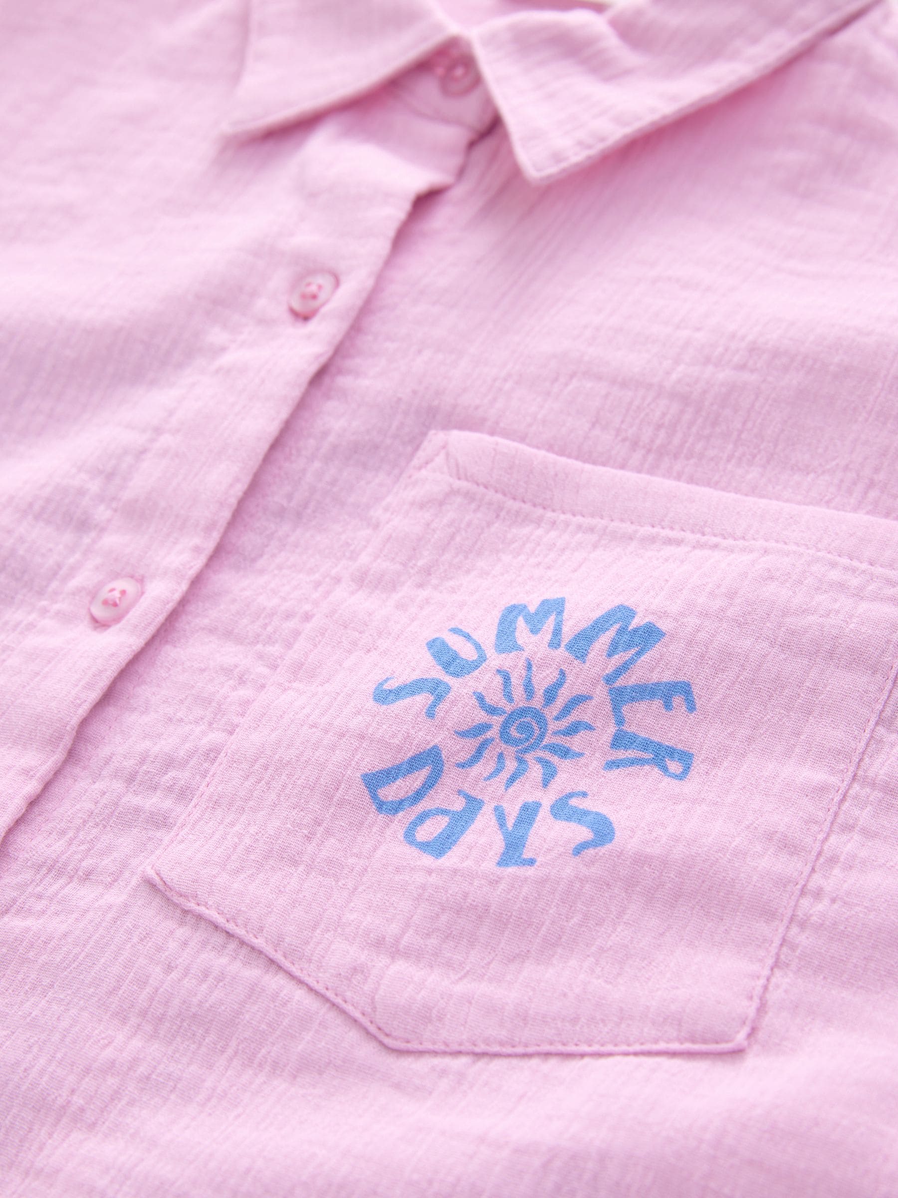 Roze - 100% katoenen overhemd met print (3-16jr)