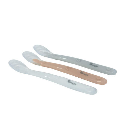 Lot de 3 cuillères douces pour bébé - Gris - blanc - terracotta - BOJUNGLE