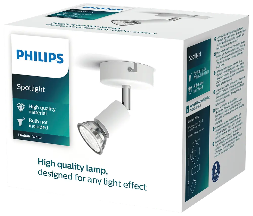 PHILIPS Spotlampe Limbali GU10 1 spot - hvid