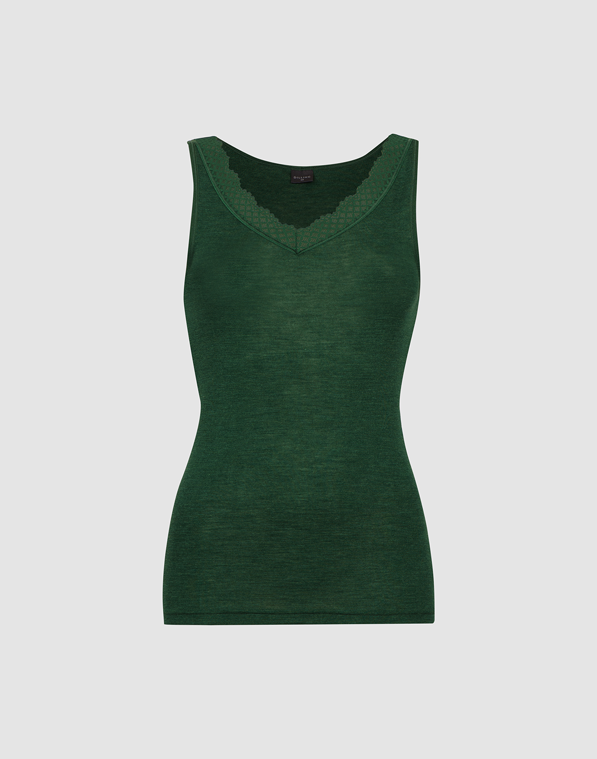 Tanktop met kanten rand van merinowol/zijde voor dames
