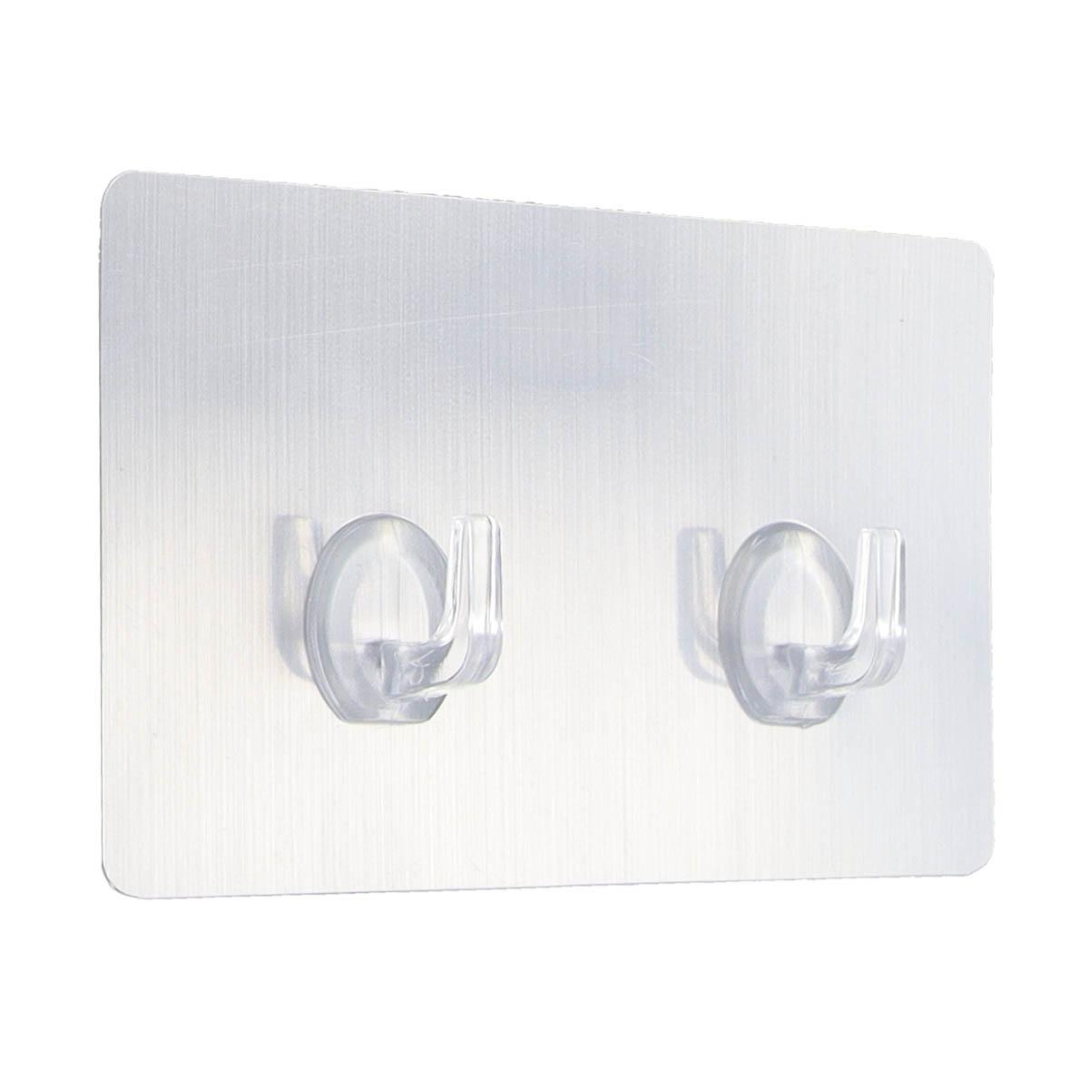 CROCHET ADHESIF DOUBLE RECTANGULAIRE SILVER