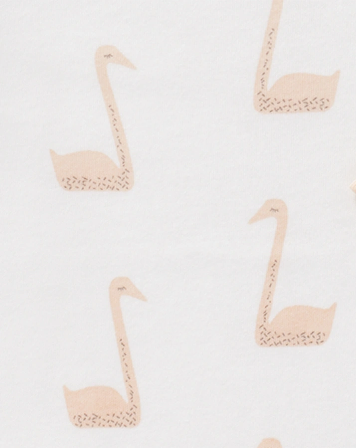 Schlafstrampler SWAN mit Fuß in weiß/pfirsich