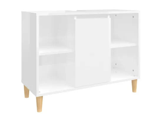 Meuble d'évier blanc brillant 80x33x60 cm bois d'ingénierie