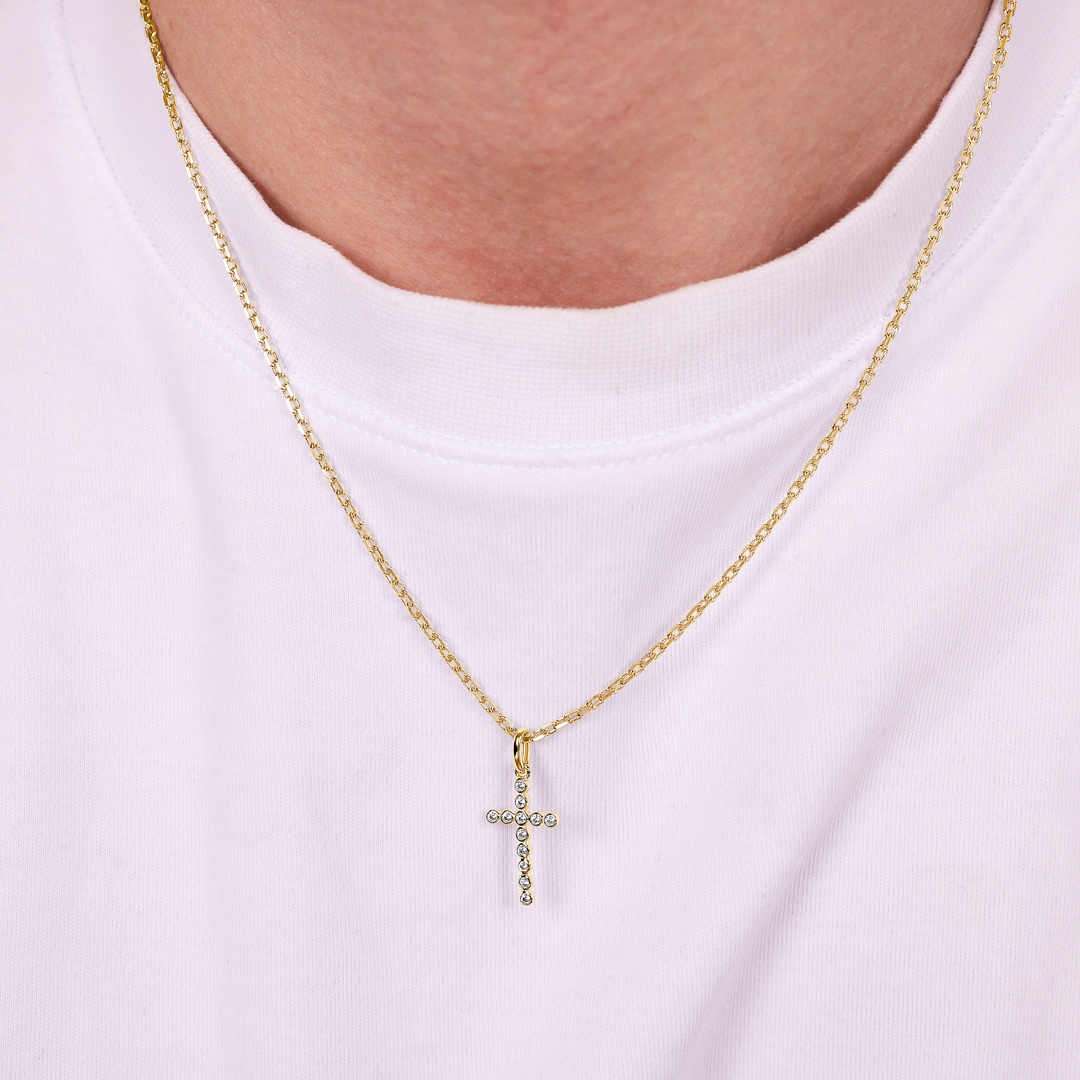 Anhänger 750/18 K Gelbgold Kreuz mit Zirkonia