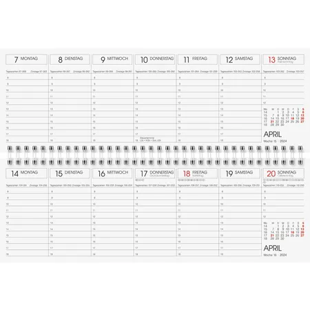BRUNNEN Wochenkalender Tischkalender 2024 Blattgröße 29,7 x 10,5 cm