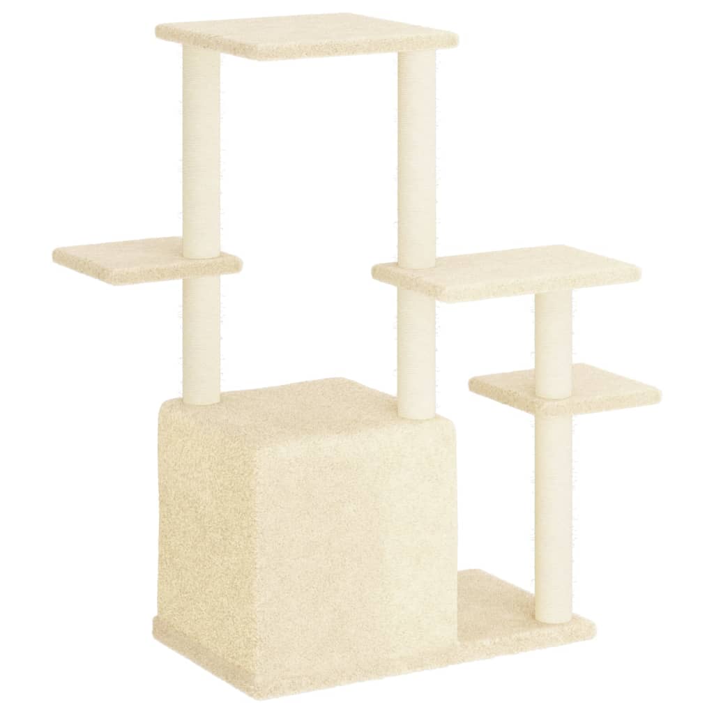 Arranhador para gatos vidaXL com postes de sisal, cor creme, 97,5 cm
