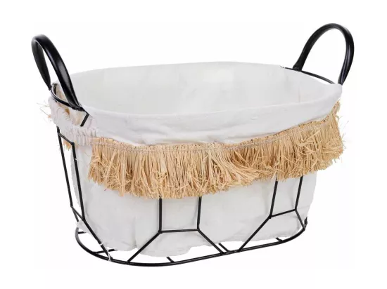 Panier de rangement en métal et tissu 35x23x18/25