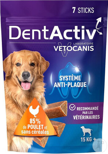 Vetocanis DentActiv 7 Sticks Dentaires Poulet Chien 15kg+ Sachet 7 Pièces