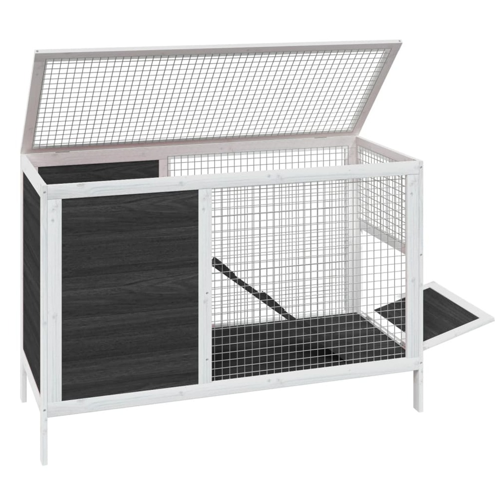 Clapier gris 103x44x69,5 cm bois de pin massif