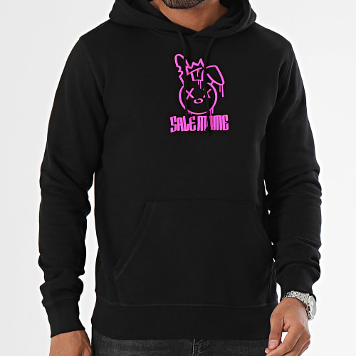 Sweat Capuche Edition Limitée 30 ex. Lapin King Carbone Noir Rose Fluo