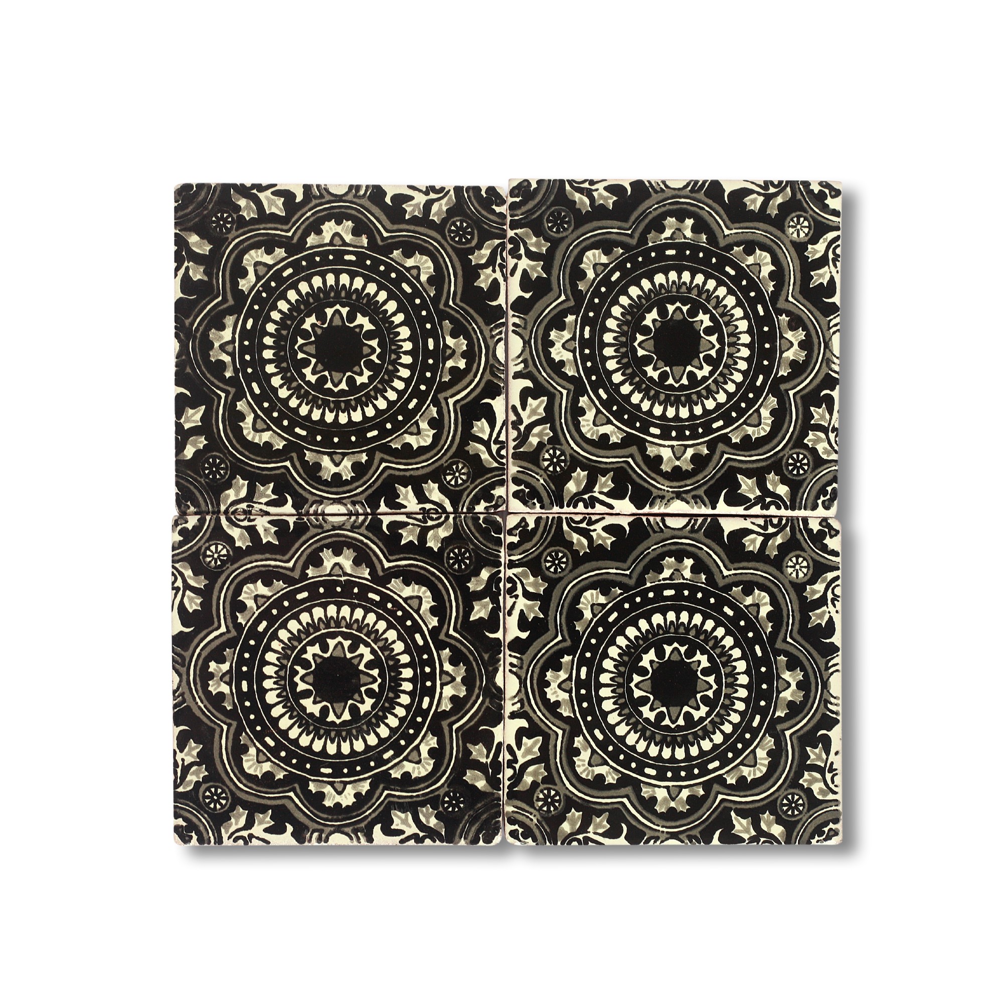 Kachel 'Monterrey', schwarz, weiß, T 10 cm, B 10 cm, H 0,5 cm von fischer's lagerhaus
