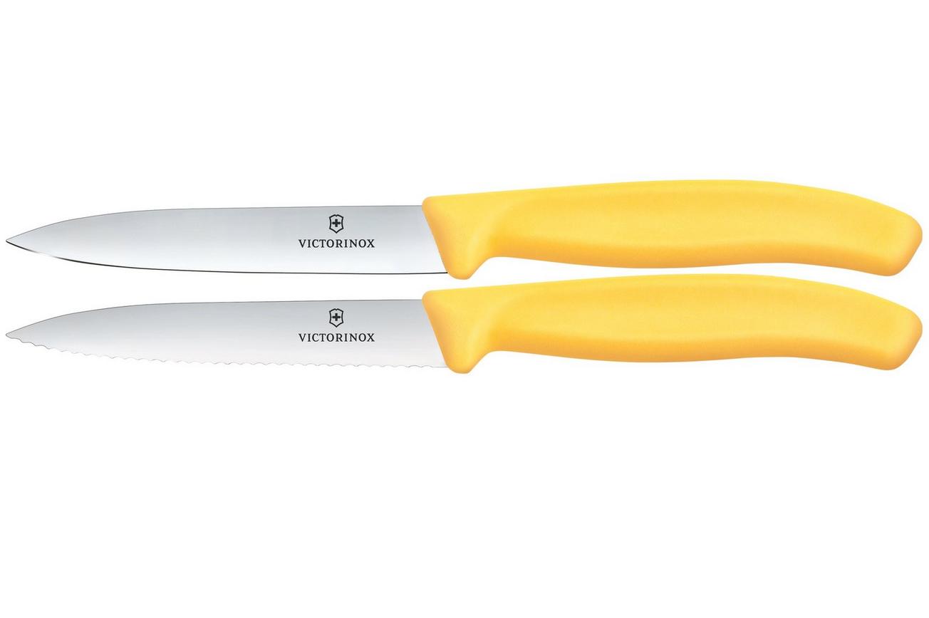 Victorinox Swiss Classic 6.7798.2C1 Straight/Wavy, Yellow, set van 2 groentemesjes, 10 cm
