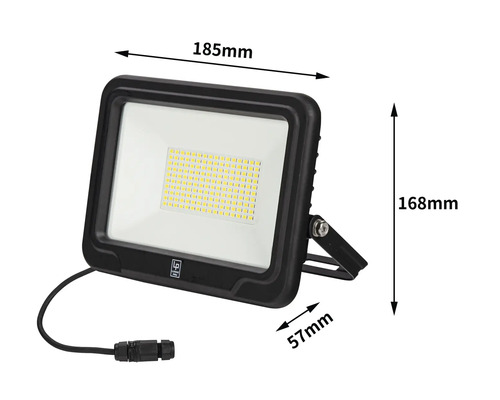 LUMAK PRO LED wandspot IP65 50W 8250 lm 4000 K Stroomkabel 3G1.0mm² H05RN-F 0,5 m + snelsluiting