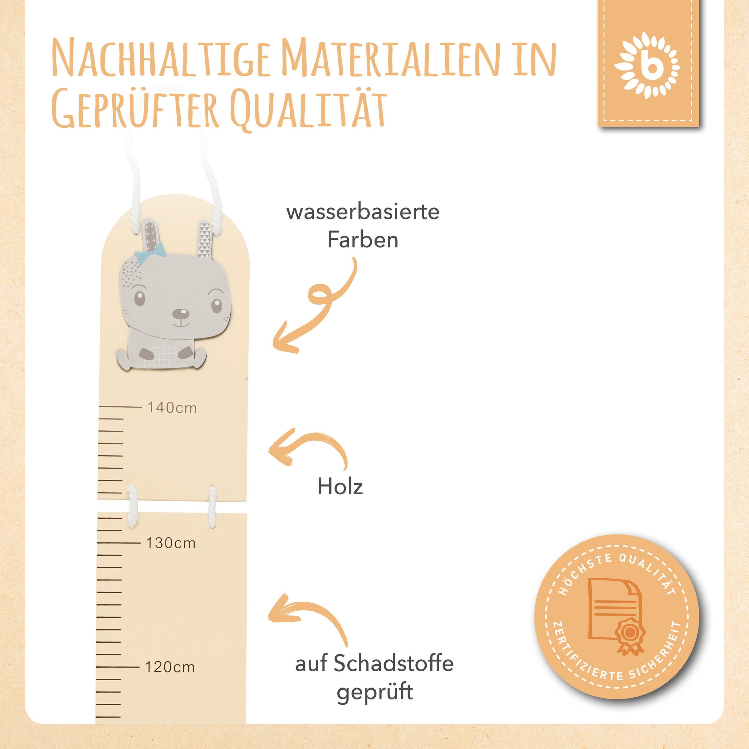 Bieco Holz Kindermesslatte Hase Beige