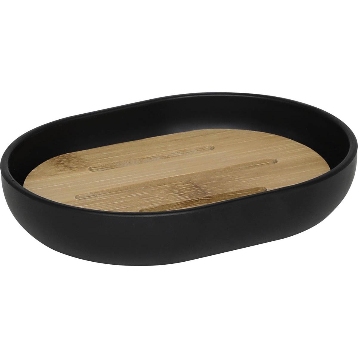 PORTE SAVON OVAL BAMBOU NOIR