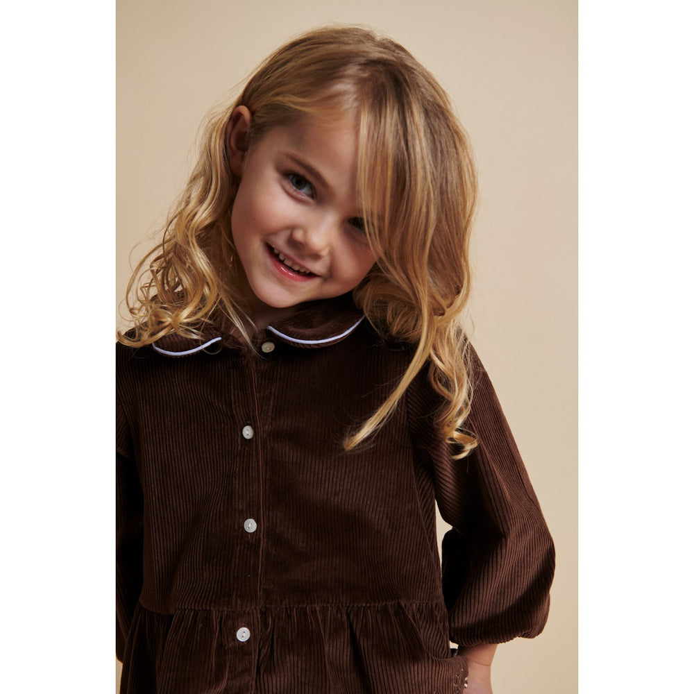 Køb COPENHAGEN COLORS Dk Brown Comb Corduroy Bluse W. Emb.