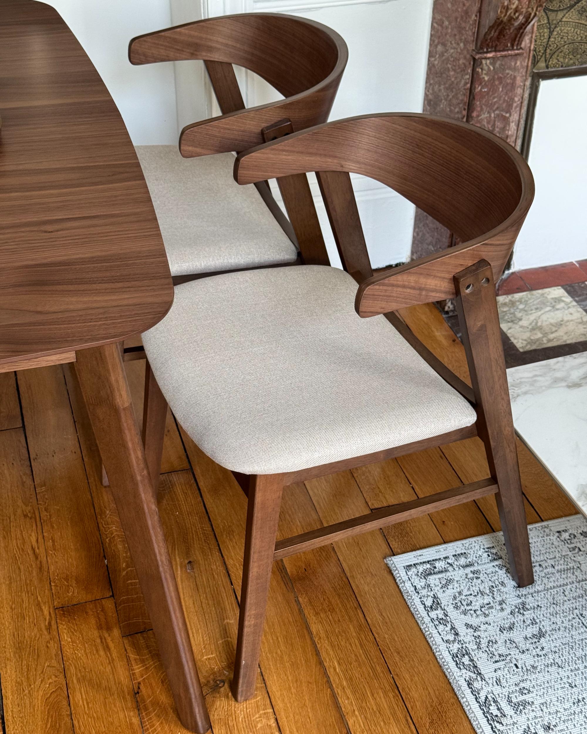 Set van 2 eetkamerstoelen LILLY Donkerbruin/beige